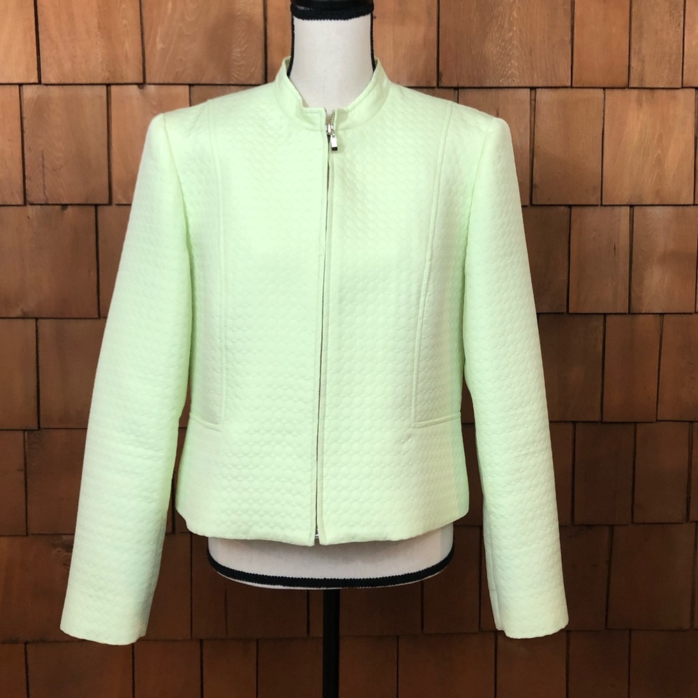 Louben lime green quilted jacket circle design